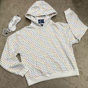 Roller Rabbit X Target Disco Hearts Wave Hoodie Size L eye mask hair tie